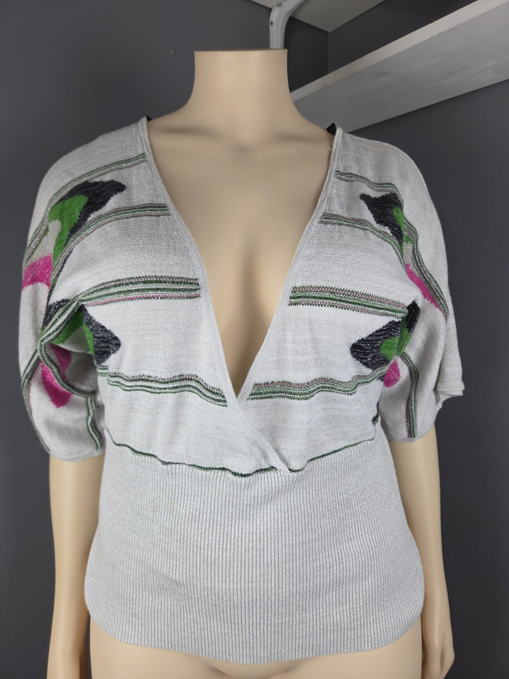 Baby Phat Authentic Sparkle Knit Top with Pink Accent
